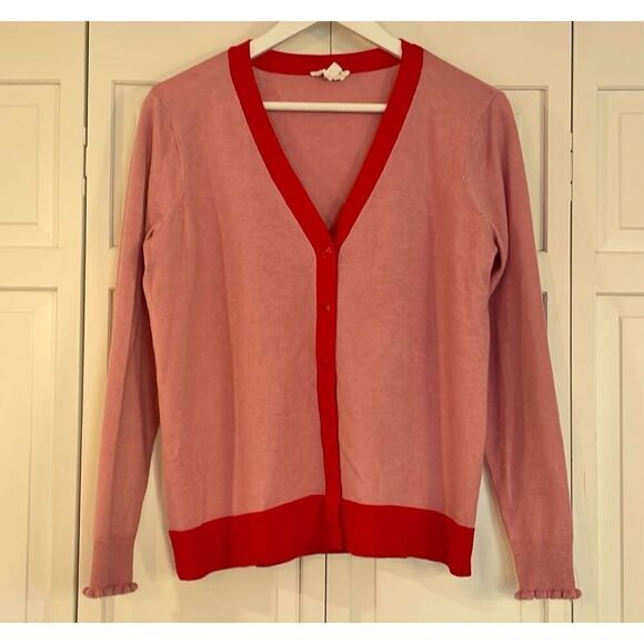 Candace Cameron Bure pink and red colorblock button front cardigan small - Picture 5 of 11